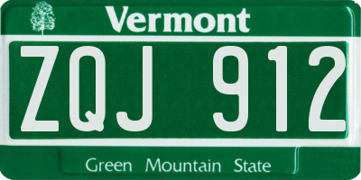 VT license plate ZQJ912