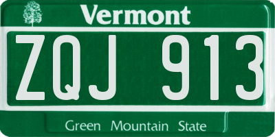 VT license plate ZQJ913