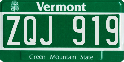 VT license plate ZQJ919