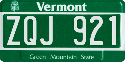 VT license plate ZQJ921