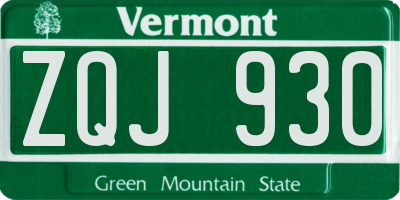 VT license plate ZQJ930