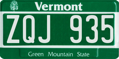 VT license plate ZQJ935