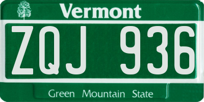 VT license plate ZQJ936
