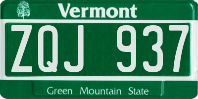 VT license plate ZQJ937