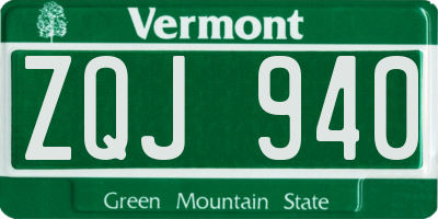 VT license plate ZQJ940
