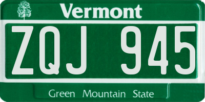 VT license plate ZQJ945