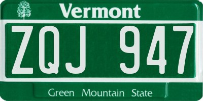 VT license plate ZQJ947