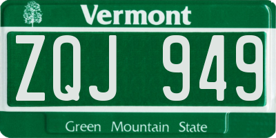 VT license plate ZQJ949