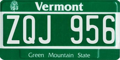 VT license plate ZQJ956