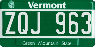 VT license plate ZQJ963