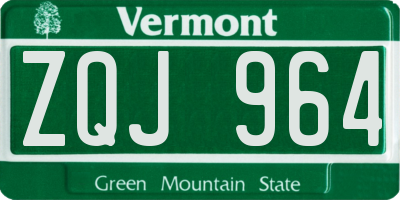 VT license plate ZQJ964
