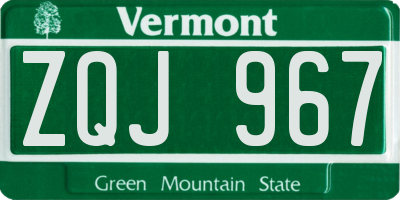 VT license plate ZQJ967