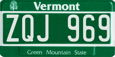 VT license plate ZQJ969
