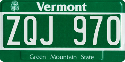 VT license plate ZQJ970
