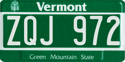 VT license plate ZQJ972