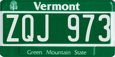 VT license plate ZQJ973