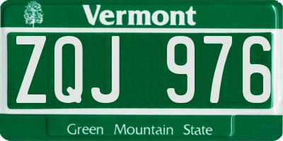 VT license plate ZQJ976