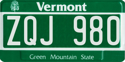 VT license plate ZQJ980