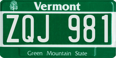 VT license plate ZQJ981