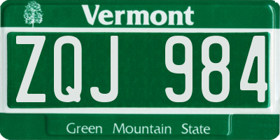 VT license plate ZQJ984