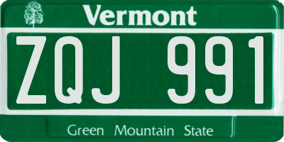 VT license plate ZQJ991
