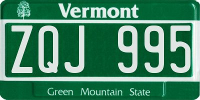 VT license plate ZQJ995