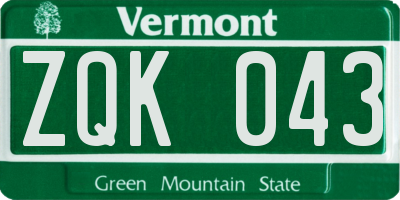 VT license plate ZQK043