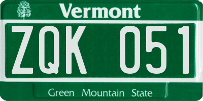 VT license plate ZQK051