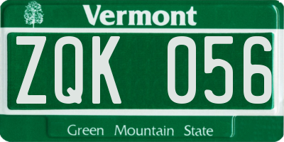 VT license plate ZQK056