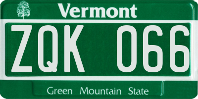 VT license plate ZQK066