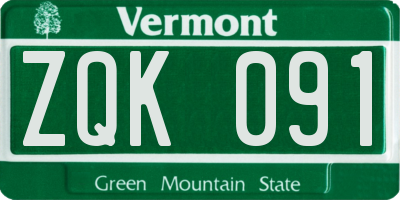 VT license plate ZQK091