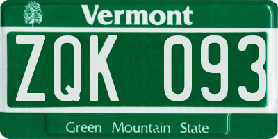 VT license plate ZQK093