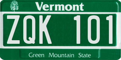VT license plate ZQK101