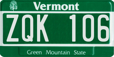 VT license plate ZQK106