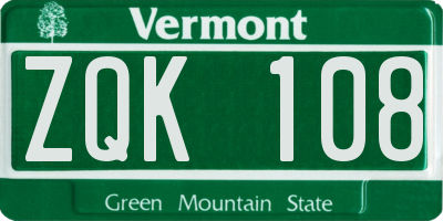 VT license plate ZQK108