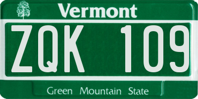 VT license plate ZQK109