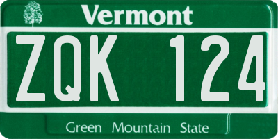 VT license plate ZQK124
