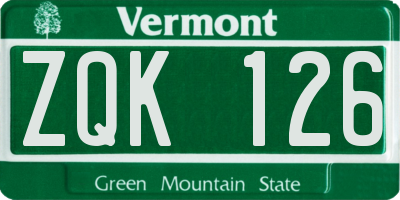 VT license plate ZQK126