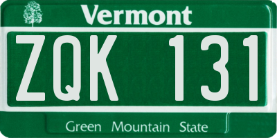 VT license plate ZQK131