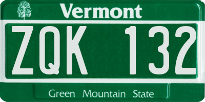VT license plate ZQK132