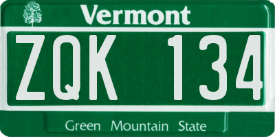 VT license plate ZQK134
