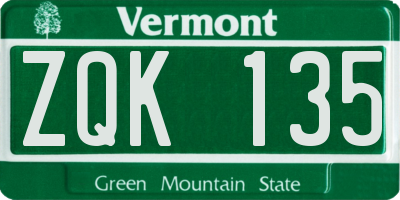 VT license plate ZQK135