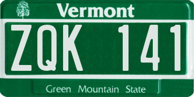 VT license plate ZQK141