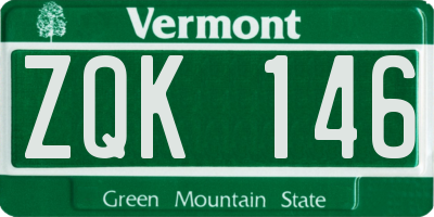 VT license plate ZQK146