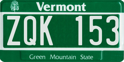 VT license plate ZQK153