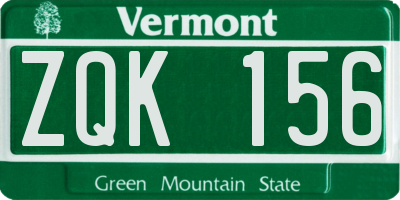 VT license plate ZQK156