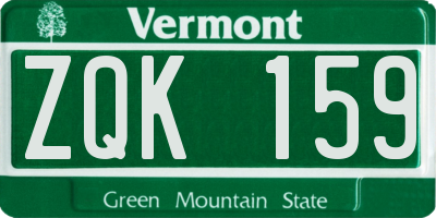VT license plate ZQK159