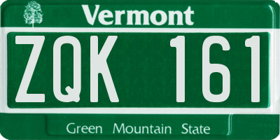 VT license plate ZQK161