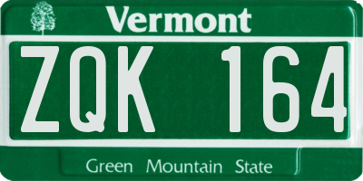 VT license plate ZQK164