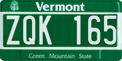 VT license plate ZQK165